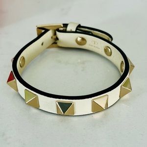 Valentino Rockstud Leather Buckle Bracelet